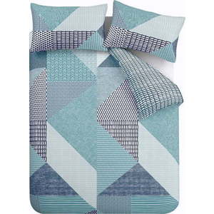 Zelenomodré povlečení na jednolůžko 135x200 cm Larsson Geo – Catherine Lansfield obraz