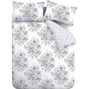 Šedé povlečení na dvoulůžko 200x200 cm Elinda Floral – Catherine Lansfield obraz