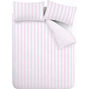 Bílé/růžové povlečení na jednolůžko 135x200 cm Stripe Tease – Sassy B obraz