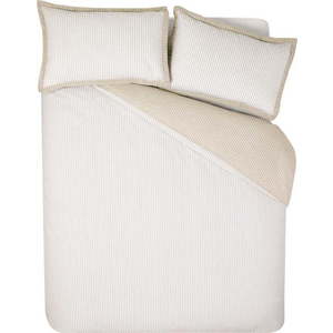 Bílé/béžové povlečení na dvoulůžko/prodloužené 230x220 cm Oxford Pinstripe – Catherine Lansfield obraz