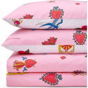 Bílé/růžové bavlněné povlečení na dvoulůžko 200x200 cm Mon Coeur – Their Nibs obraz