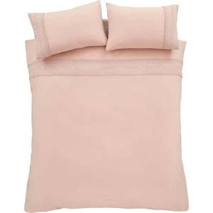 Růžové povlečení na dvoulůžko/prodloužené 230x220 cm Broderie Anglaise – Catherine Lansfield obraz