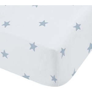 Bílé/modré napínací bavlněné dětské prostěradlo na dvoulůžko 135x190 cm Mini Star & Stripes – Bianca obraz