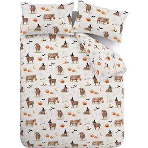 Šedobéžové povlečení na dvoulůžko 200x200 cm Halloween Highland Cow – Catherine Lansfield obraz