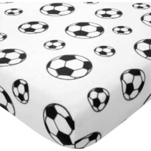 Bílé napínací fleecové dětské prostěradlo na jednolůžko 90x190 cm Football – Catherine Lansfield obraz