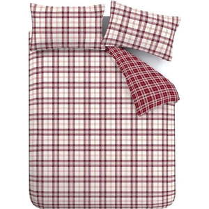 Vínové povlečení na jednolůžko 135x200 cm Kelso Check – Catherine Lansfield obraz