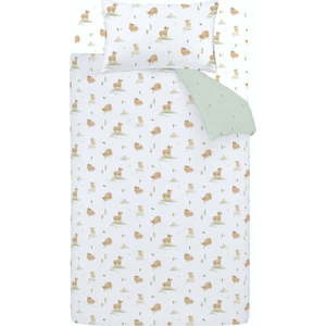 Bílé/zelené bavlněné dětské povlečení do postýlky 120x150 cm Mini Moo Cow – Bianca obraz