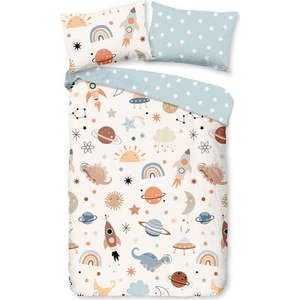 Modré/béžové bavlněné dětské povlečení do postýlky 100x135 cm Eclips – Good Morning obraz