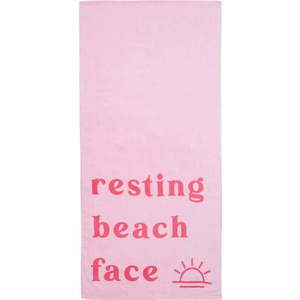 Růžová froté bavlněná plážová osuška 76x160 cm Resting Beach Face – Sassy B obraz