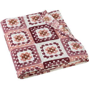Růžová deka z mikroplyše 130x170 cm Crochet Print – Catherine Lansfield obraz