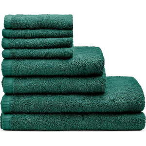 Tmavě zelené rychleschnoucí/froté bavlněné ručníky a osušky v sadě 8 ks Quick Dry – Catherine Lansfield obraz