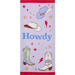 Fialová froté bavlněná plážová osuška 76x160 cm Howdy Cowgirl – Sassy B obraz