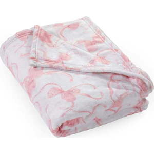 Bílá/růžová deka z mikroplyše 200x240 cm Bow – Catherine Lansfield obraz