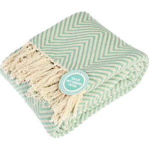 Bavlněná deka v mentolové barvě 150x235 cm Herringbone – Rex London obraz