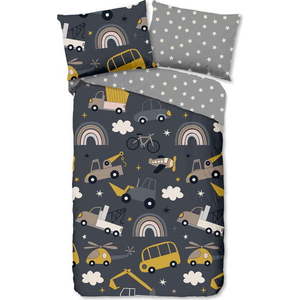 Šedé bavlněné dětské povlečení na jednolůžko 140x200 cm Rush – Good Morning obraz