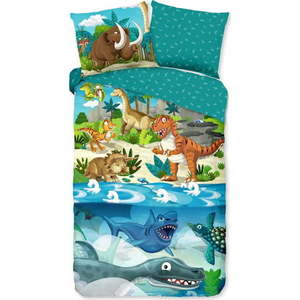 Modré bavlněné dětské povlečení na jednolůžko/prodloužené 140x220 cm Prehistoric – Good Morning obraz