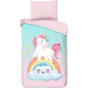 Růžové/tyrkysové bavlněné dětské povlečení na jednolůžko 140x200 cm Sweety – Good Morning obraz