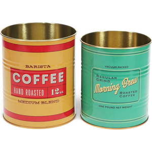 Dekorativní cínové úložné boxy v sadě 2 ks ø 11x13 cm Vintage Coffee – Rex London obraz