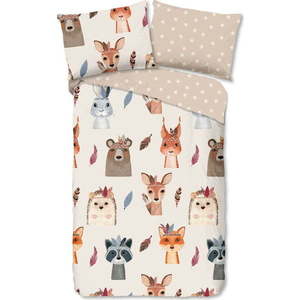 Hnědé/béžové bavlněné dětské povlečení na jednolůžko 140x200 cm Rave – Good Morning obraz