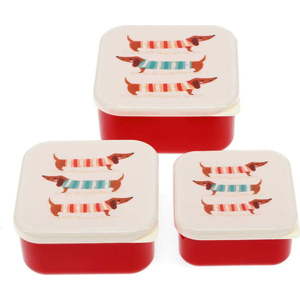 Červené/krémové dětské svačinové boxy v sadě 3 ks Sausage Dog – Rex London obraz