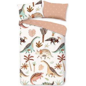 Hnědé/béžové bavlněné dětské povlečení do postýlky 100x135 cm Dino – Good Morning obraz