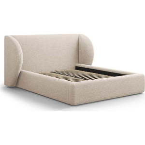 Béžová čalouněná dvoulůžková postel s úložným prostorem s roštem 200x200 cm Miley – Micadoni obraz