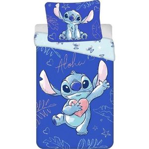 Modré bavlněné dětské povlečení na jednolůžko 140x200 cm Lilo & Stitch "Aloha" – Jerry Fabrics obraz