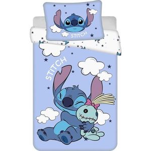 Modré bavlněné dětské povlečení do postýlky 100x135 cm Lilo & Stitch "Clouds" – Jerry Fabrics obraz