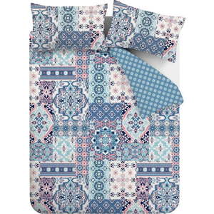 Modré povlečení na dvoulůžko/prodloužené 230x220 cm Boho Patchwork – Catherine Lansfield obraz