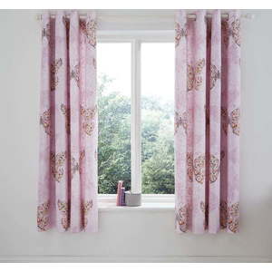 Růžový dětský závěs 2 ks 168x183 cm Enchanted Butterfly – Catherine Lansfield obraz