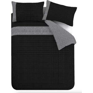 Černé povlečení na dvoulůžko/prodloužené 230x220 cm Artemis Greek Key – Catherine Lansfield obraz