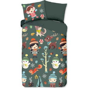 Tmavě zelené bavlněné dětské povlečení na jednolůžko/prodloužené 140x220 cm Fun – Good Morning obraz