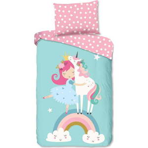 Modré/růžové bavlněné dětské povlečení na jednolůžko 140x200 cm Heaven – Good Morning obraz