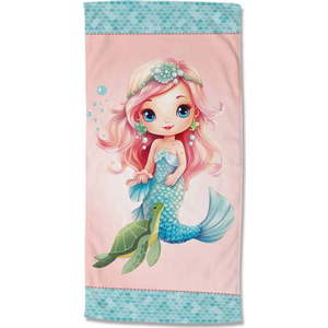 Modrá/růžová dětská sametová plážová osuška 75x150 cm Alisse – Good Morning obraz