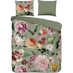 Zelené povlečení na dvoulůžko/prodloužené z bavlněného saténu 200x220 cm Fiori – Descanso obraz