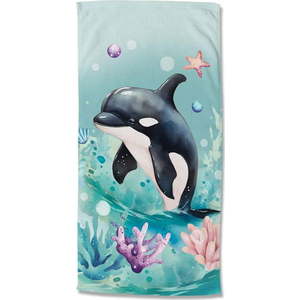 Modrá dětská sametová plážová osuška 75x150 cm Splash – Good Morning obraz