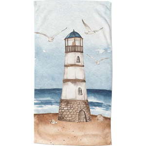 Modrá/hnědá sametová plážová osuška 100x180 cm Berlin – Good Morning obraz