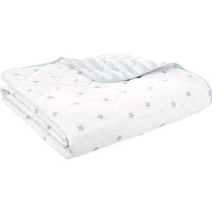 Bílý/modrý bavlněný prošívaný dětský přehoz 135x190 cm Mini Star & Stripes – Bianca obraz