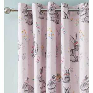 Růžový dětský závěs 2 ks 168x183 cm Bunny Tails Ditsy Flowers – Catherine Lansfield obraz