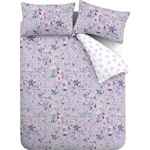 Bílé/fialové povlečení na dvoulůžko/prodloužené 230x220 cm Isadora Floral – Catherine Lansfield obraz