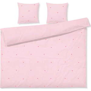 Růžové povlečení na dvoulůžko/prodloužené z bavlněného perkálu 200x220 cm Daisy – JUNA obraz