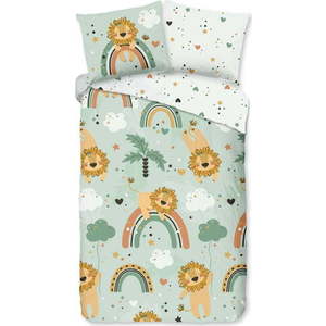 Zelené bavlněné dětské povlečení na jednolůžko/prodloužené 140x220 cm Lions – Good Morning obraz