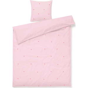 Růžové povlečení na jednolůžko z bavlněného perkálu 140x200 cm Daisy – JUNA obraz
