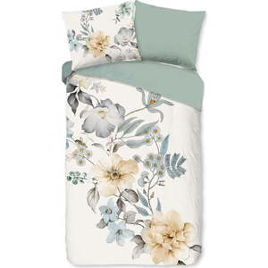 Zelené/krémové bavlněné povlečení na jednolůžko/prodloužené 140x220 cm Celina – Good Morning obraz