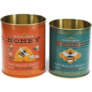 Dekorativní cínové úložné boxy v sadě 2 ks ø 11x13 cm Honey – Rex London obraz