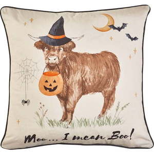 Dekorační polštář s haloweenským motivem 45x45 cm Halloween Highland Cow – Catherine Lansfield obraz