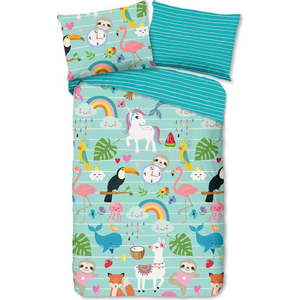 Modré bavlněné dětské povlečení na jednolůžko 140x200 cm Festen – Good Morning obraz