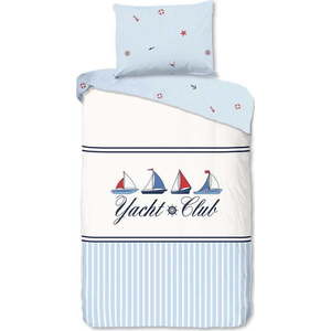Bílé/modré bavlněné povlečení na jednolůžko 140x200 cm Yachtclub – Good Morning obraz