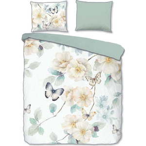 Bílé/zelené povlečení na dvoulůžko/prodloužené z bavlněného saténu 200x220 cm Adiwanya – Descanso obraz