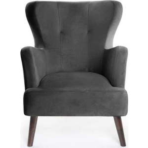 Tmavě šedé sametové křeslo ušák Noemye – Bonami Selection obraz